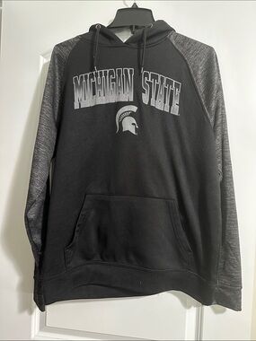 Colosseum Black and Gray Michigan State Hooded Sweatshirt